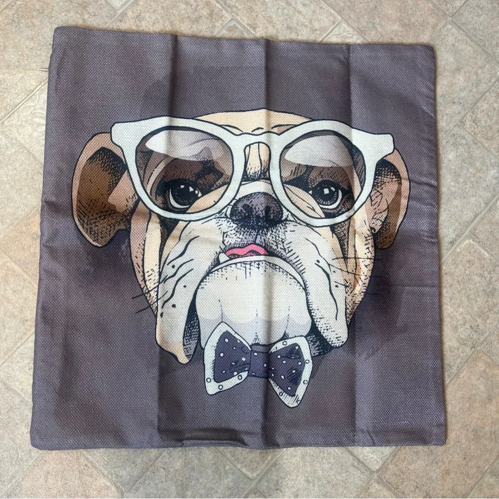 Stylish Bulldog Print Dog Bandana - Gray
